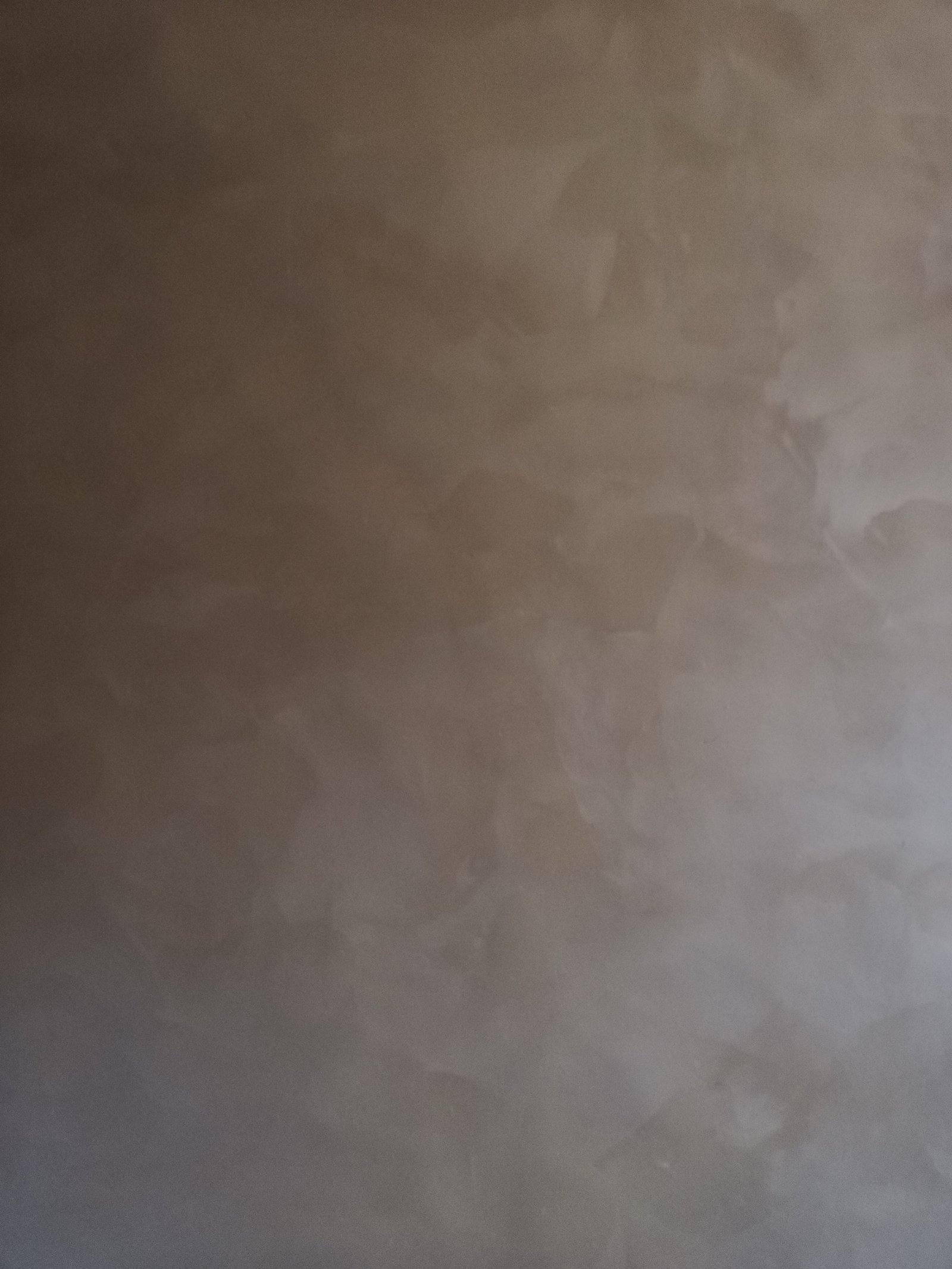 Venetianischer Stucco-Putz mit Wolkenstruktur, warmer Graubeige-Ton, geglättet